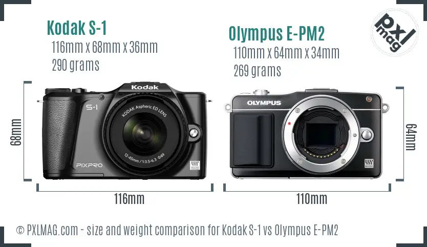Kodak S-1 vs Olympus E-PM2 size comparison Kodak S-1 vs Olympus E-PM2 size comparison