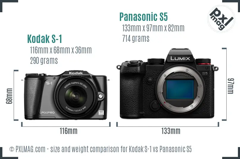 Kodak S-1 vs Panasonic S5 size comparison