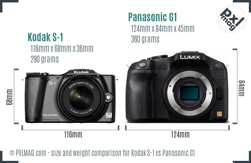 Kodak S-1 vs Panasonic G1 size comparison