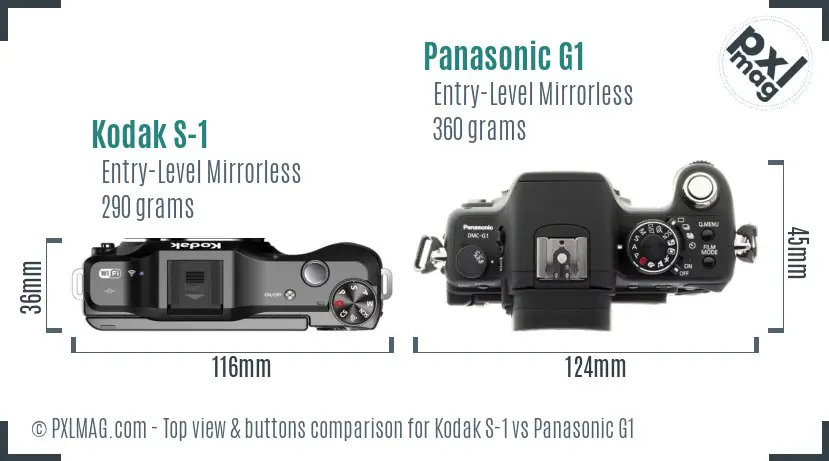 Kodak S-1 vs Panasonic G1 top view buttons comparison