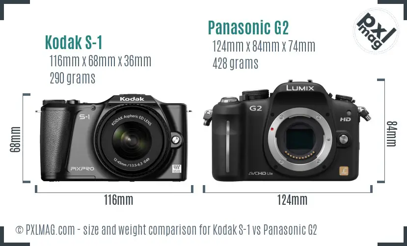 Kodak S-1 vs Panasonic G2 size comparison