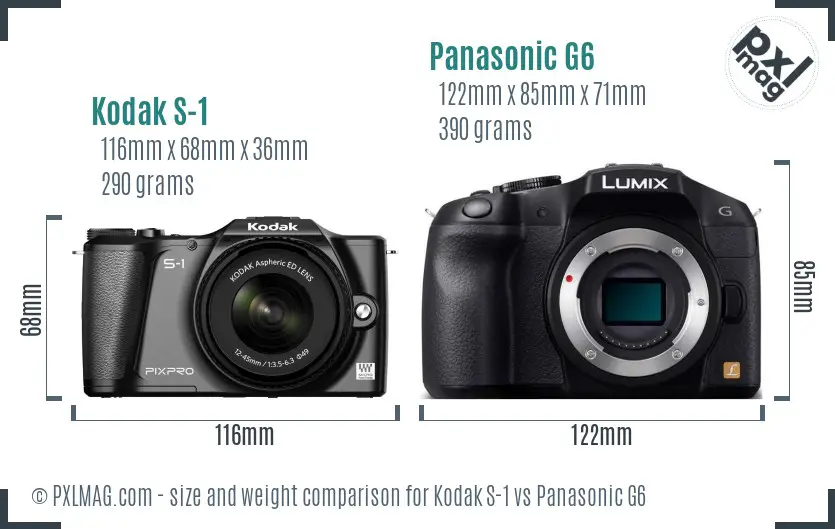 Kodak S-1 vs Panasonic G6 size comparison