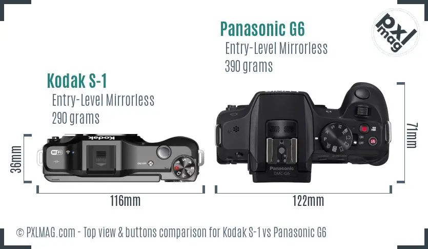 Kodak S-1 vs Panasonic G6 top view buttons comparison