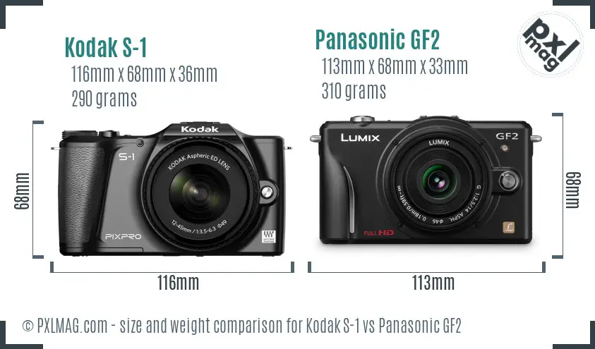 Kodak S-1 vs Panasonic GF2 size comparison Kodak S-1 vs Panasonic GF2 size comparison