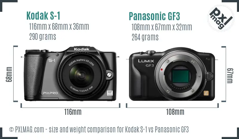 Kodak S-1 vs Panasonic GF3 size comparison Kodak S-1 vs Panasonic GF3 size comparison