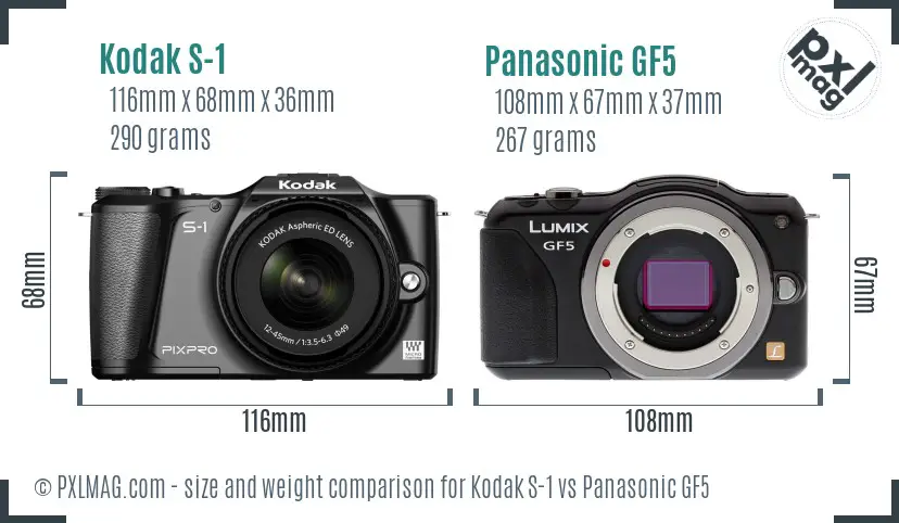 Kodak S-1 vs Panasonic GF5 size comparison