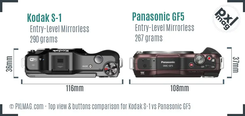 Kodak S-1 vs Panasonic GF5 top view buttons comparison