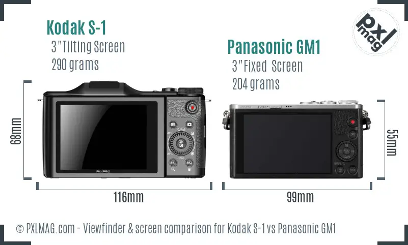 Kodak S-1 vs Panasonic GM1 Screen and Viewfinder comparison Kodak S-1 vs Panasonic GM1 Screen and Viewfinder comparison