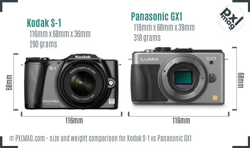 Kodak S-1 vs Panasonic GX1 size comparison