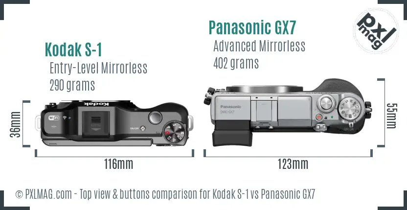 Kodak S-1 vs Panasonic GX7 top view buttons comparison