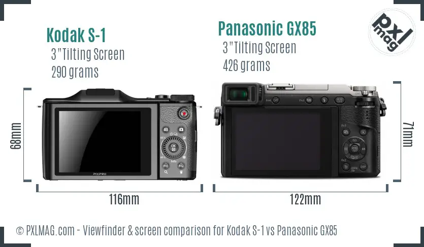 Kodak S-1 vs Panasonic GX85 Screen and Viewfinder comparison