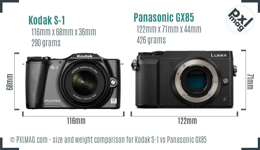 Kodak S-1 vs Panasonic GX85 size comparison