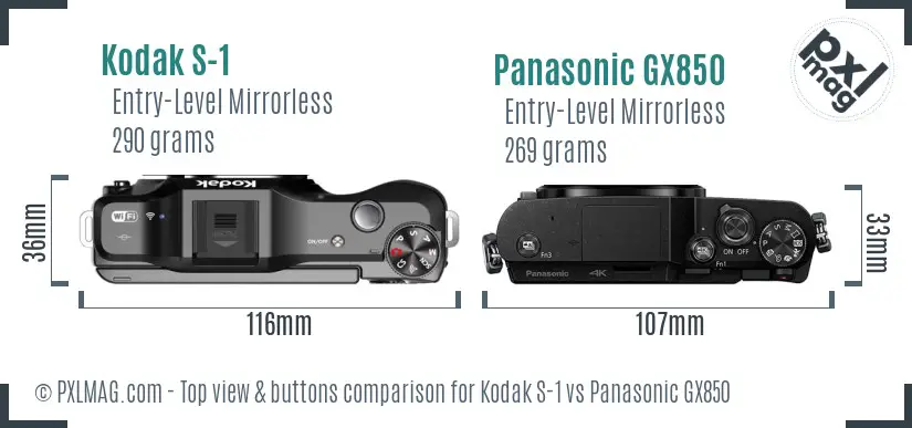 Kodak S-1 vs Panasonic GX850 top view buttons comparison