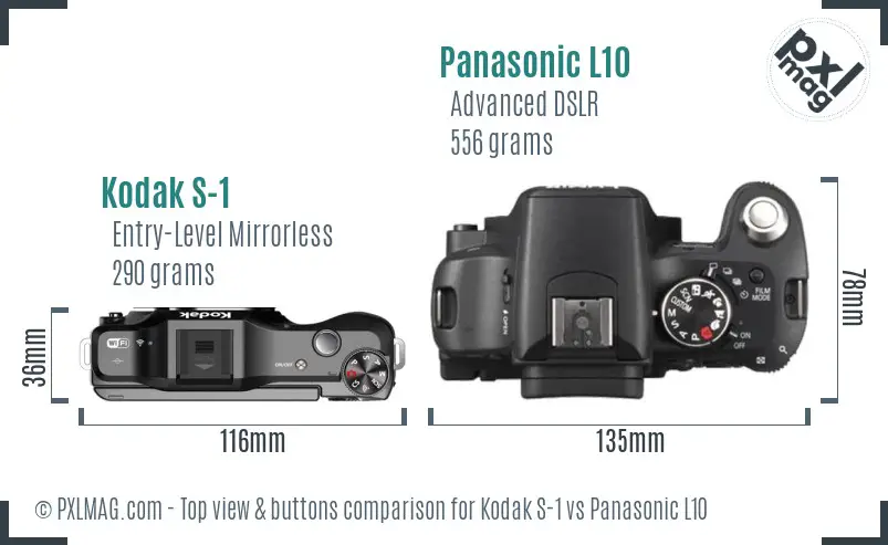 Kodak S-1 vs Panasonic L10 top view buttons comparison