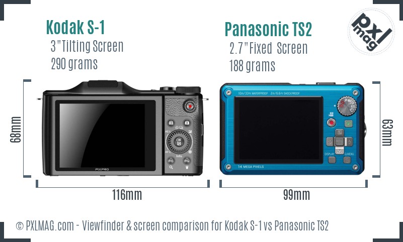 Kodak S-1 vs Panasonic TS2 Screen and Viewfinder comparison