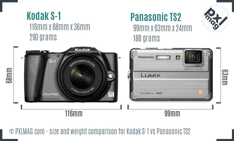 Kodak S-1 vs Panasonic TS2 size comparison