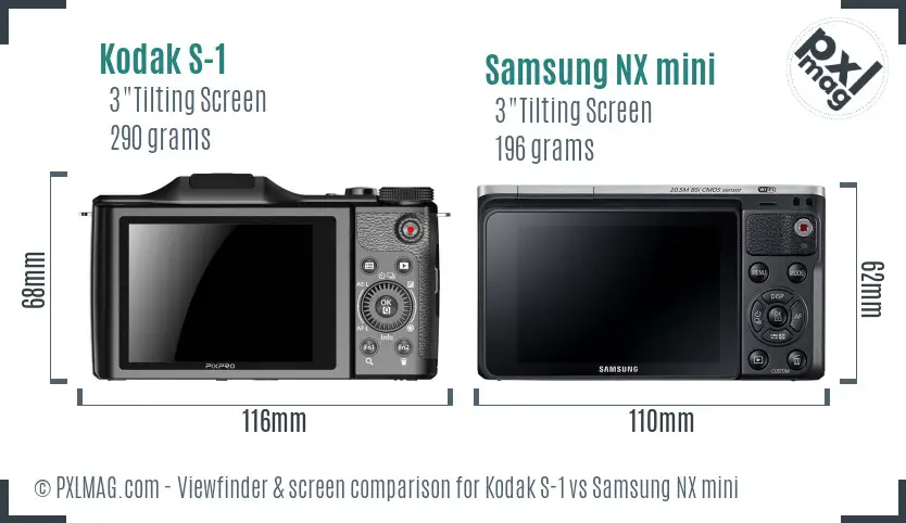 Kodak S-1 vs Samsung NX mini Screen and Viewfinder comparison