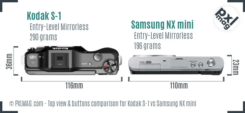 Kodak S-1 vs Samsung NX mini top view buttons comparison