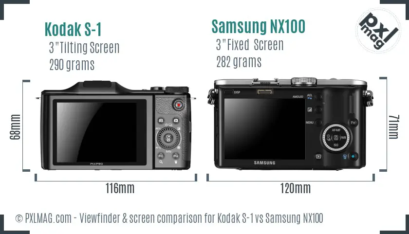 Kodak S-1 vs Samsung NX100 Screen and Viewfinder comparison Kodak S-1 vs Samsung NX100 Screen and Viewfinder comparison