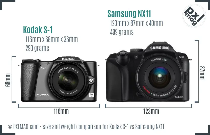 Kodak S-1 vs Samsung NX11 size comparison Kodak S-1 vs Samsung NX11 size comparison