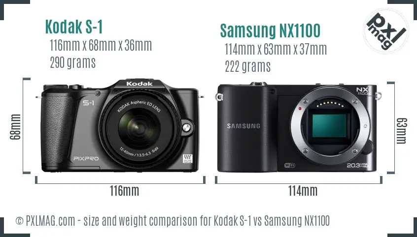 Kodak S-1 vs Samsung NX1100 size comparison Kodak S-1 vs Samsung NX1100 size comparison