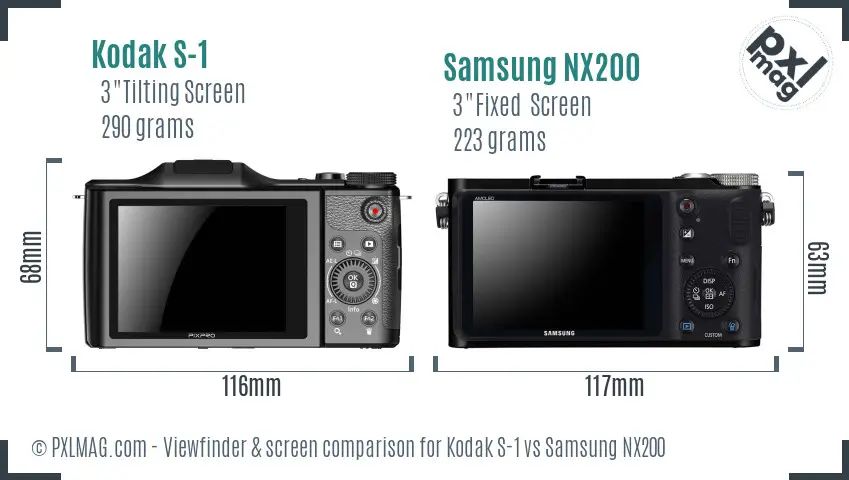 Kodak S-1 vs Samsung NX200 Screen and Viewfinder comparison Kodak S-1 vs Samsung NX200 Screen and Viewfinder comparison