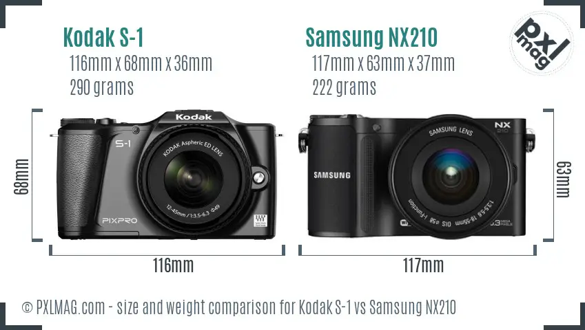 Kodak S-1 vs Samsung NX210 size comparison