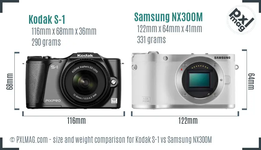 Kodak S-1 vs Samsung NX300M size comparison