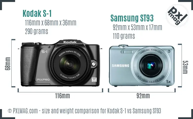 Kodak S-1 vs Samsung ST93 size comparison