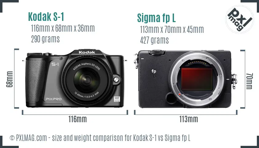 Kodak S-1 vs Sigma fp L size comparison