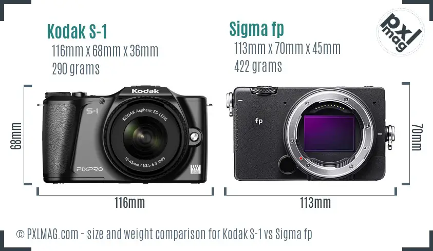 Kodak S-1 vs Sigma fp size comparison