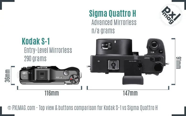 Kodak S-1 vs Sigma Quattro H top view buttons comparison