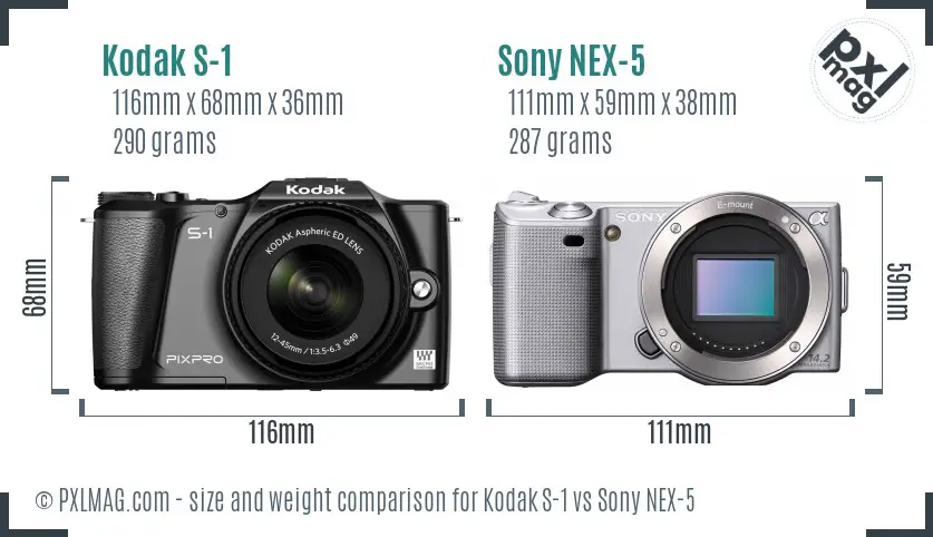 Kodak S-1 vs Sony NEX-5 size comparison