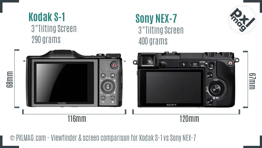 Kodak S-1 vs Sony NEX-7 Screen and Viewfinder comparison