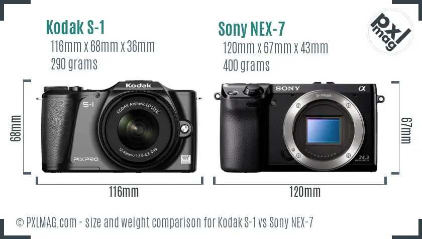 Kodak S-1 vs Sony NEX-7 size comparison