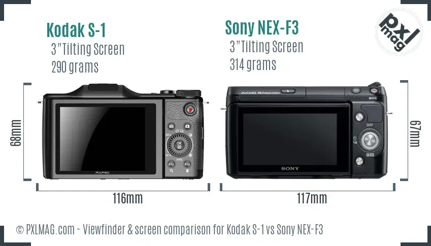 Kodak S-1 vs Sony NEX-F3 Screen and Viewfinder comparison