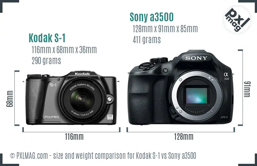 Kodak S-1 vs Sony a3500 size comparison