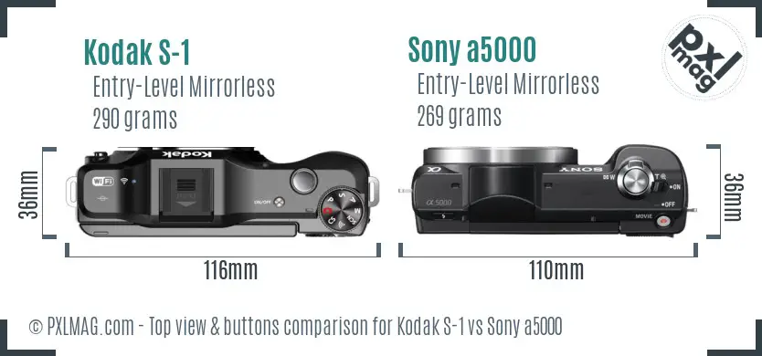 Kodak S-1 vs Sony a5000 top view buttons comparison