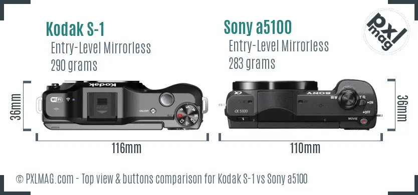 Kodak S-1 vs Sony a5100 top view buttons comparison