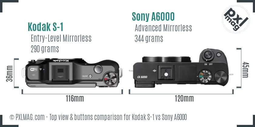 Kodak S-1 vs Sony A6000 top view buttons comparison