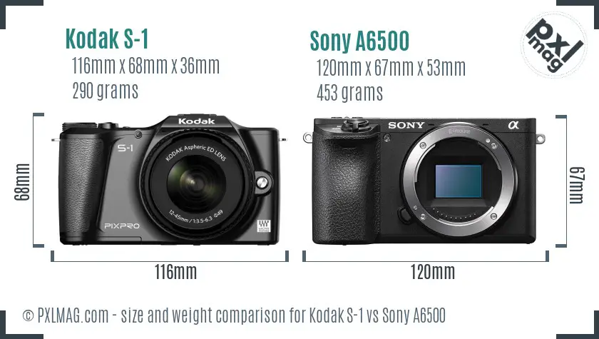 Kodak S-1 vs Sony A6500 size comparison