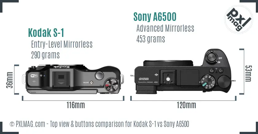 Kodak S-1 vs Sony A6500 top view buttons comparison