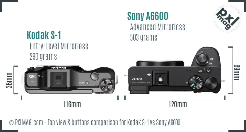 Kodak S-1 vs Sony A6600 top view buttons comparison