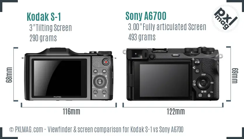 Kodak S-1 vs Sony A6700 Screen and Viewfinder comparison Kodak S-1 vs Sony A6700 Screen and Viewfinder comparison