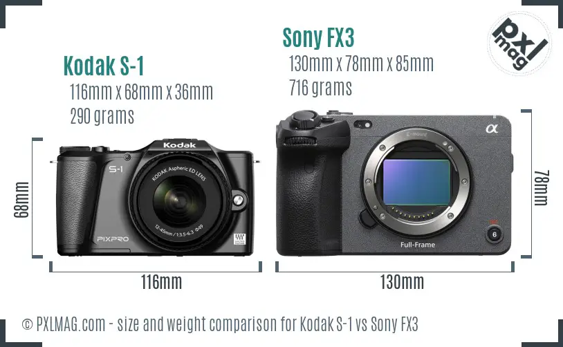 Kodak S-1 vs Sony FX3 size comparison