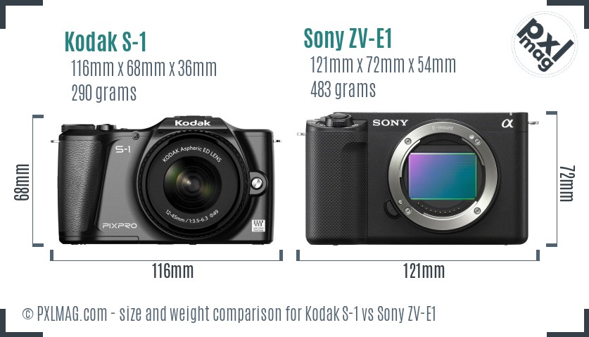 Kodak S-1 vs Sony ZV-E1 size comparison