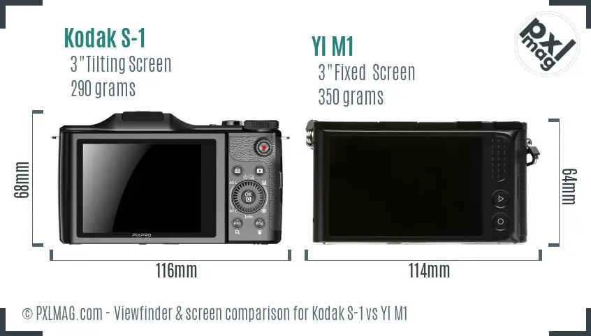Kodak S-1 vs YI M1 Screen and Viewfinder comparison
