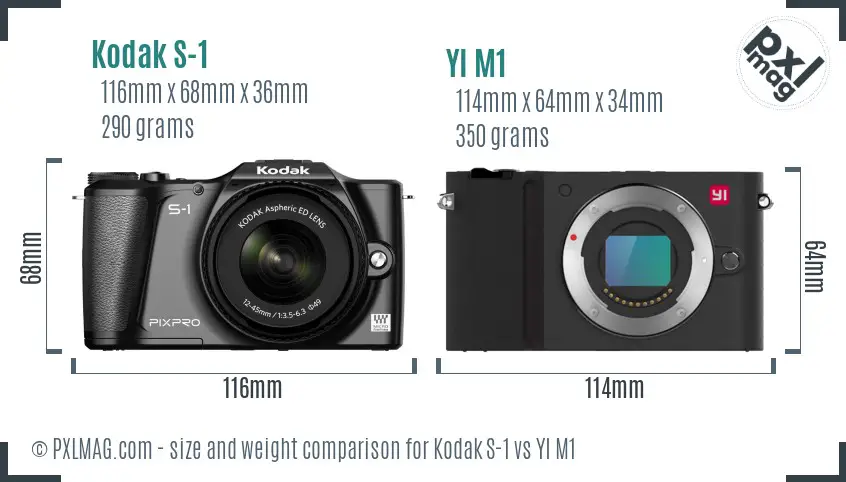Kodak S-1 vs YI M1 size comparison