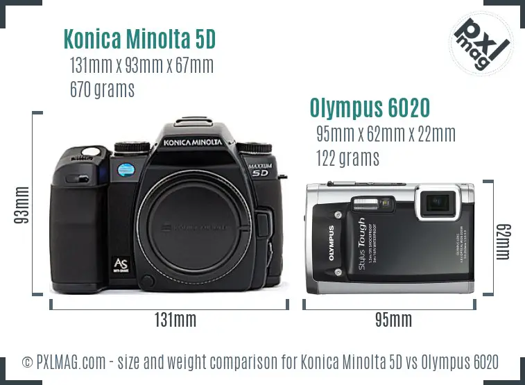 Konica Minolta 5D vs Olympus 6020 size comparison