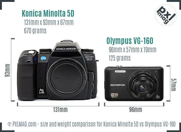 Konica Minolta 5D vs Olympus VG-160 size comparison